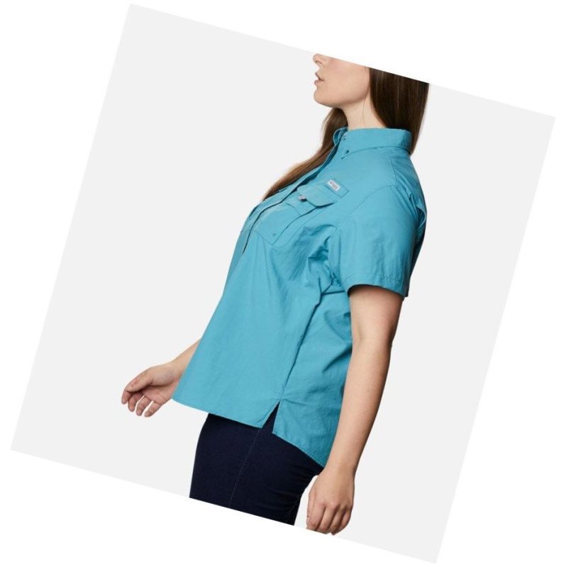 Columbia PFG Bahama Short Sleeve Plus Size Gömlek Kadın Mavi | 53487-QGIB