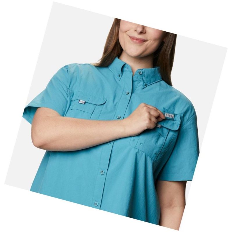 Columbia PFG Bahama Short Sleeve Plus Size Gömlek Kadın Mavi | 53487-QGIB