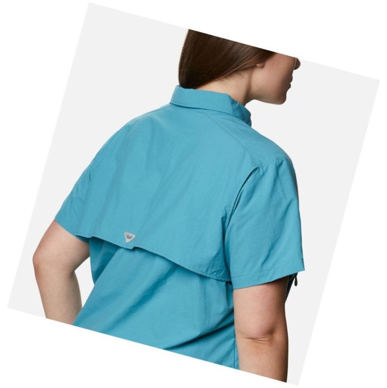 Columbia PFG Bahama Short Sleeve Plus Size Gömlek Kadın Mavi | 53487-QGIB