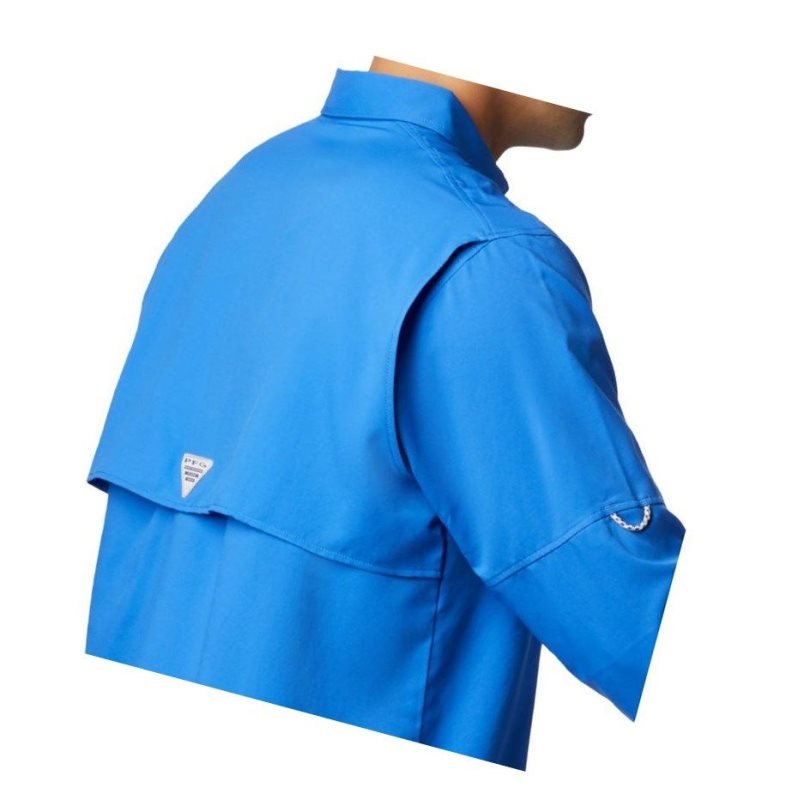 Columbia PFG Blood and Guts III Long Sleeve Woven Gömlek Erkek Mavi | 78213-HTBI