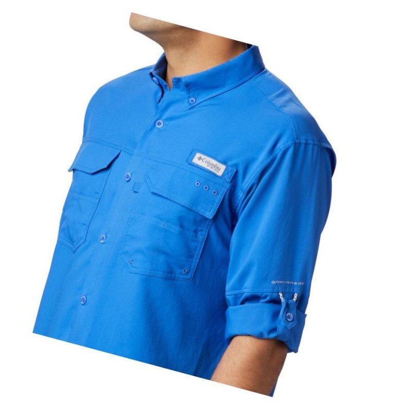 Columbia PFG Blood and Guts III Long Sleeve Woven Gömlek Erkek Mavi | 78213-HTBI