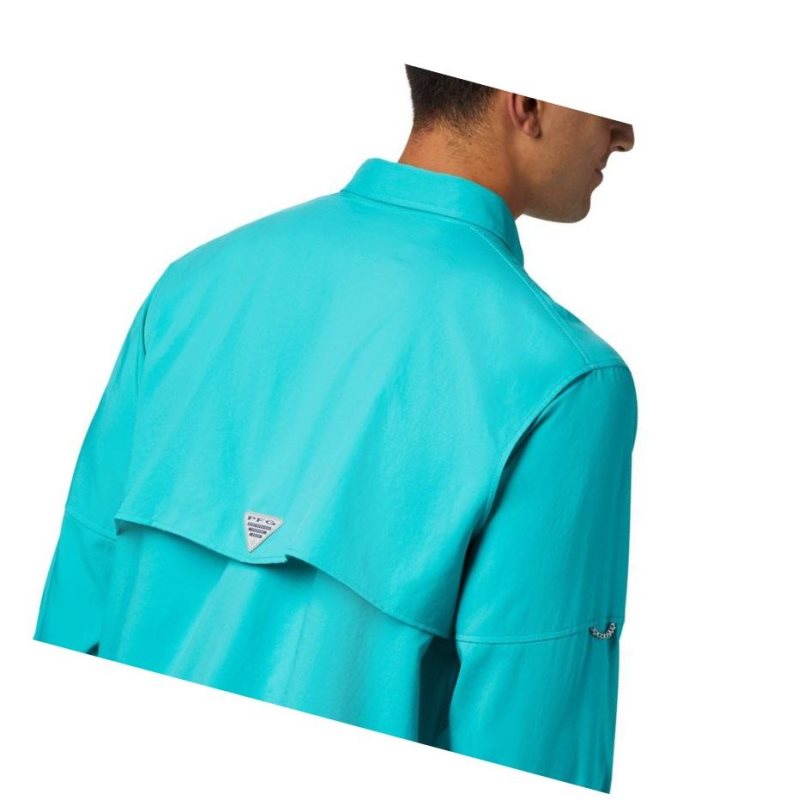 Columbia PFG Blood and Guts III Long Sleeve Woven Gömlek Erkek Açık Turkuaz | 42198-GARQ