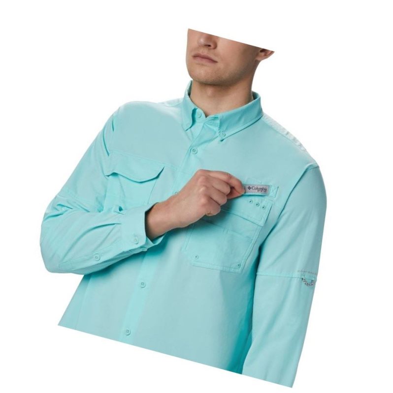 Columbia PFG Blood and Guts III Long Sleeve Woven Tall Gömlek Erkek Açık Mavi | 28735-GPAN