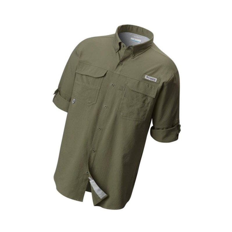 Columbia PFG Blood and Guts III Long Sleeve Woven Gömlek Erkek Gri Yeşil | 26307-QLCR