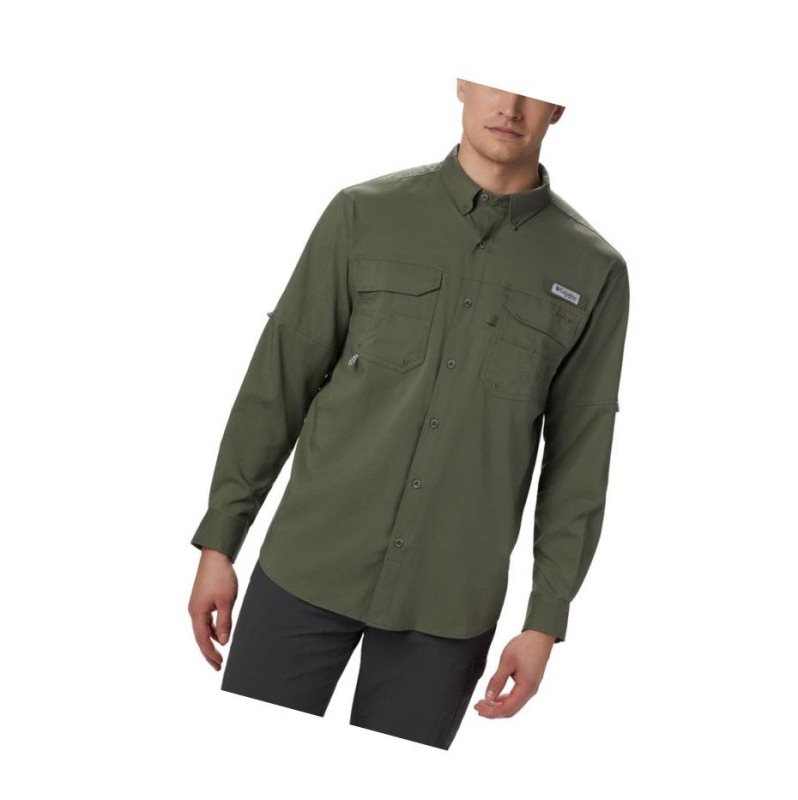 Columbia PFG Blood and Guts III Long Sleeve Woven Gömlek Erkek Gri Yeşil | 26307-QLCR