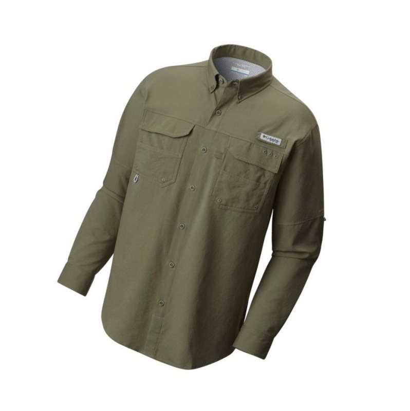 Columbia PFG Blood and Guts III Long Sleeve Woven Gömlek Erkek Gri Yeşil | 26307-QLCR
