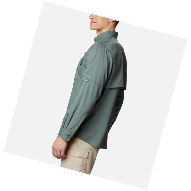 Columbia PFG Blood and Guts III Long Sleeve Woven Big Gömlek Erkek Yeşil | 24037-UZAI