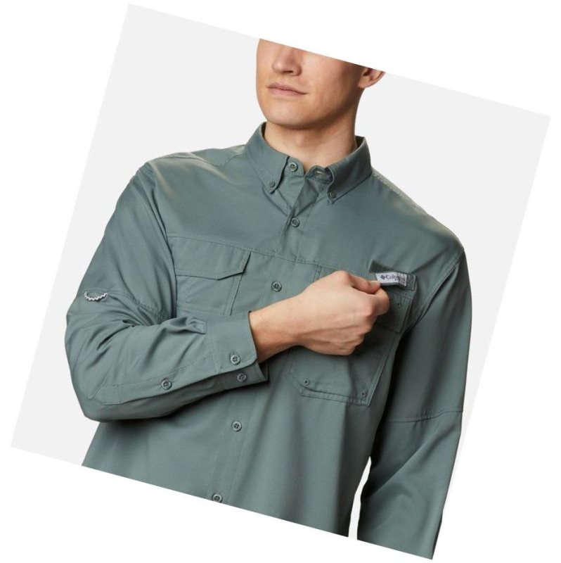 Columbia PFG Blood and Guts III Long Sleeve Woven Big Gömlek Erkek Yeşil | 24037-UZAI