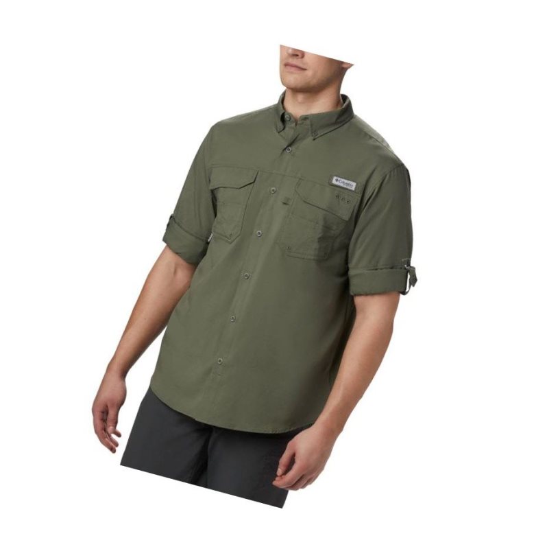 Columbia PFG Blood and Guts III Long Sleeve Woven Big Gömlek Erkek Gri Yeşil | 19604-ENKW
