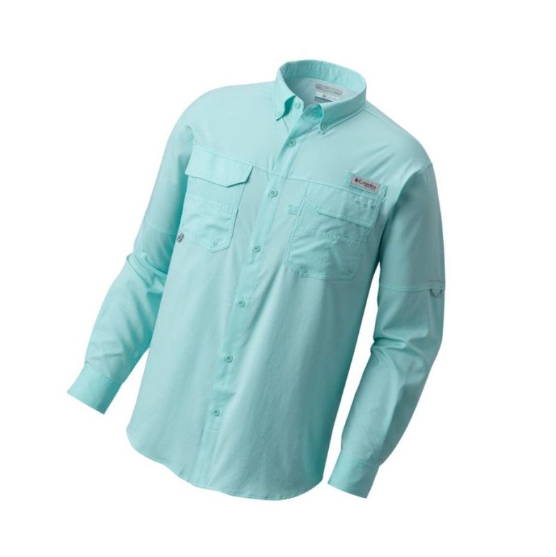 Columbia PFG Blood and Guts III Long Sleeve Woven Gömlek Erkek Açık Mavi | 09236-JGSQ