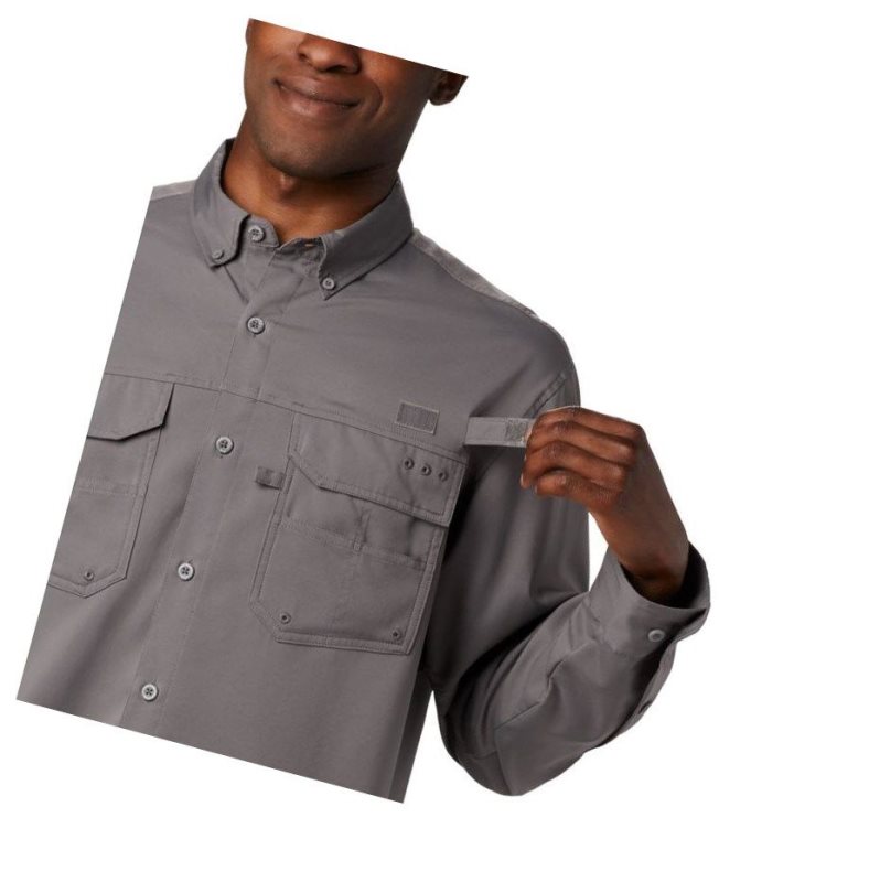 Columbia PFG Blood and Guts III Long Sleeve Woven Tall Gömlek Erkek Gri | 02961-ZTPQ