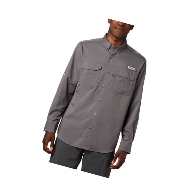 Columbia PFG Blood and Guts III Long Sleeve Woven Tall Gömlek Erkek Gri | 02961-ZTPQ