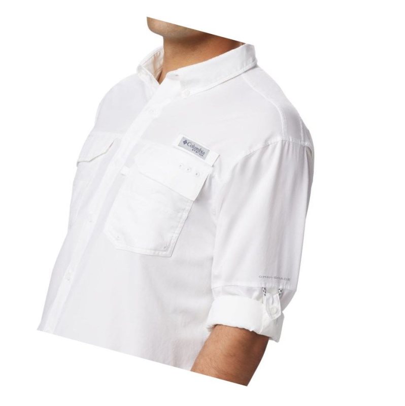 Columbia PFG Blood and Guts III Long Sleeve Woven Tall Gömlek Erkek Beyaz | 87013-ZYJB