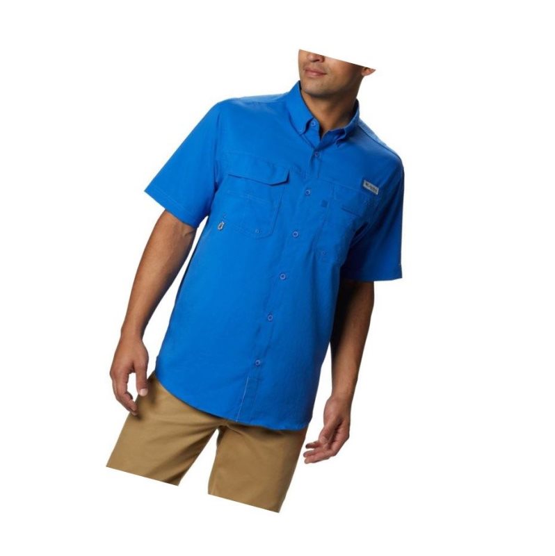 Columbia PFG Blood and Guts III Short Sleeve Woven Gömlek Erkek Mavi | 36894-BDXV