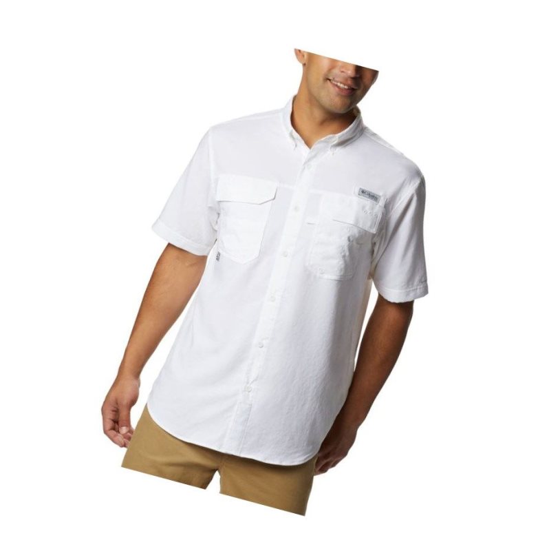 Columbia PFG Blood and Guts III Short Sleeve Woven Gömlek Erkek Beyaz | 18239-KNFV