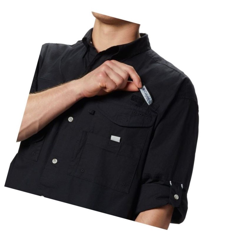 Columbia PFG Bonehead Long Sleeve Big Gömlek Erkek Siyah | 34281-ZRFU