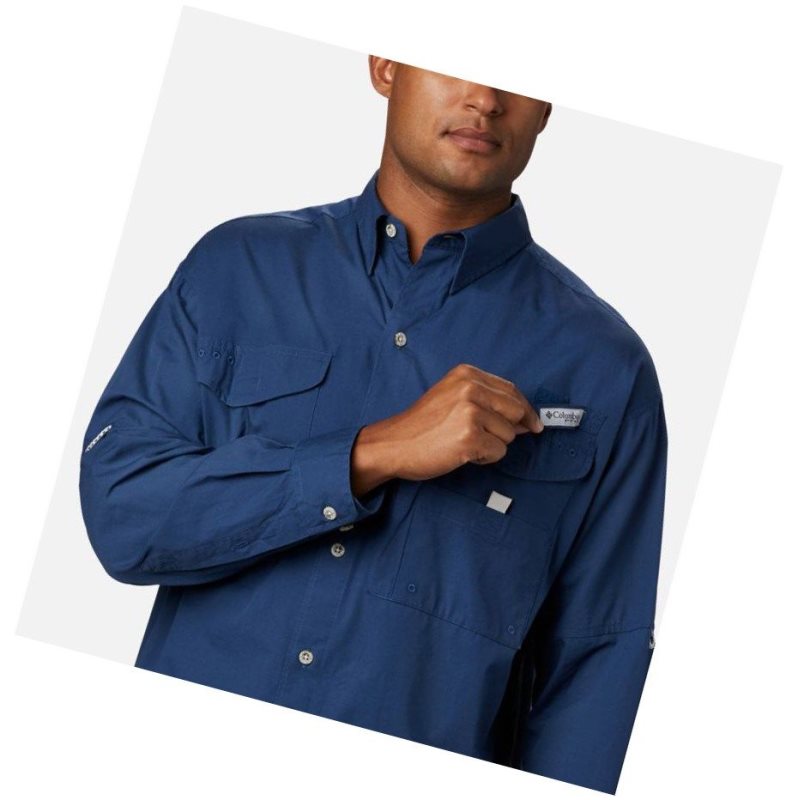 Columbia PFG Bonehead Long Sleeve Gömlek Erkek Koyu Gri | 75816-ITKG