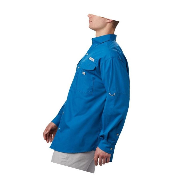 Columbia PFG Bonehead Long Sleeve Gömlek Erkek Mavi | 45293-YNWX