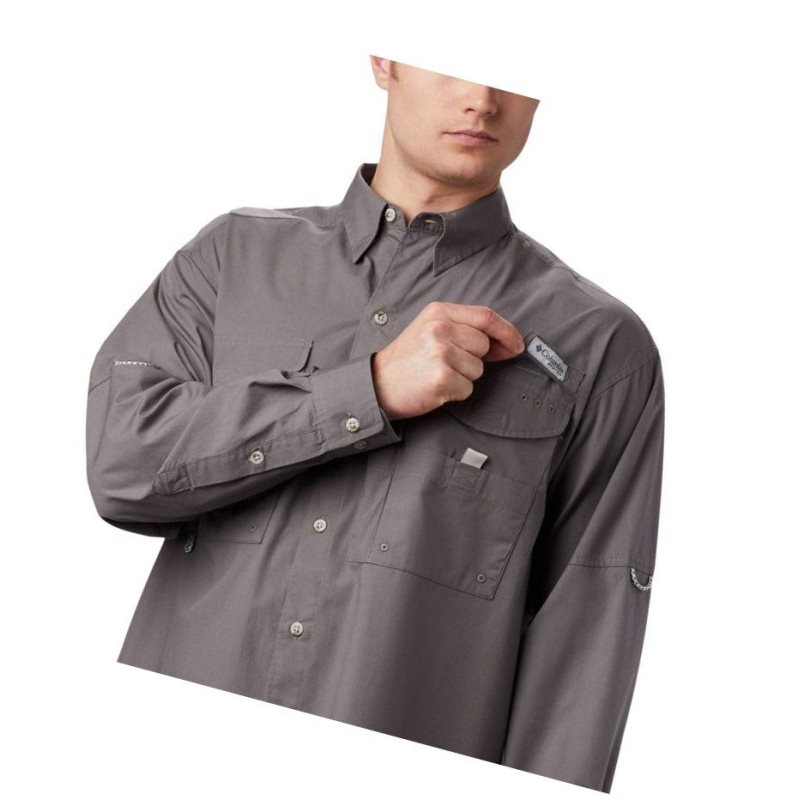 Columbia PFG Bonehead Long Sleeve Gömlek Erkek Gri | 03829-MQLV
