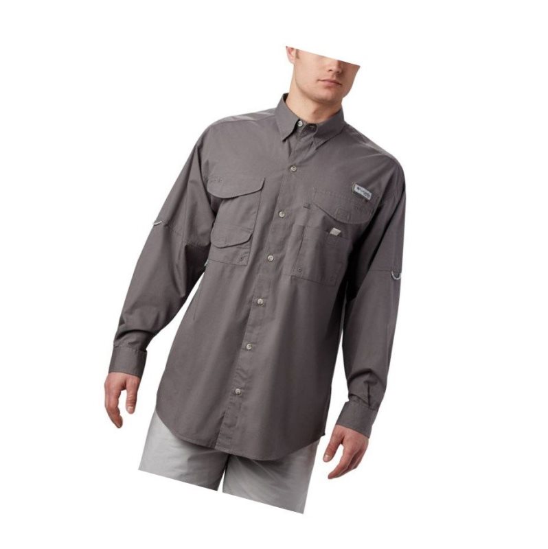 Columbia PFG Bonehead Long Sleeve Gömlek Erkek Gri | 03829-MQLV