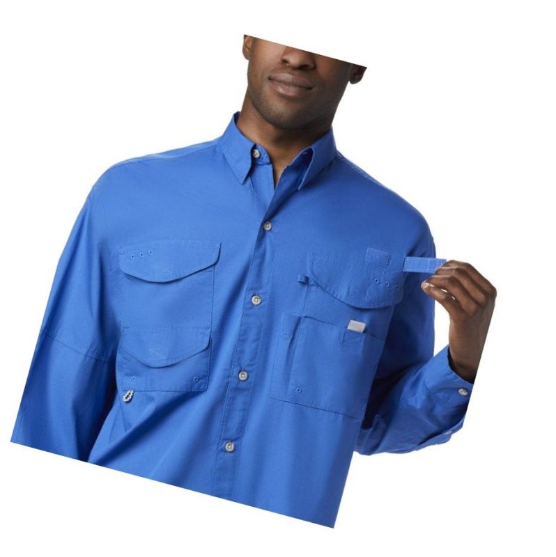 Columbia PFG Bonehead Long Sleeve Gömlek Erkek Mavi | 03291-PNVD