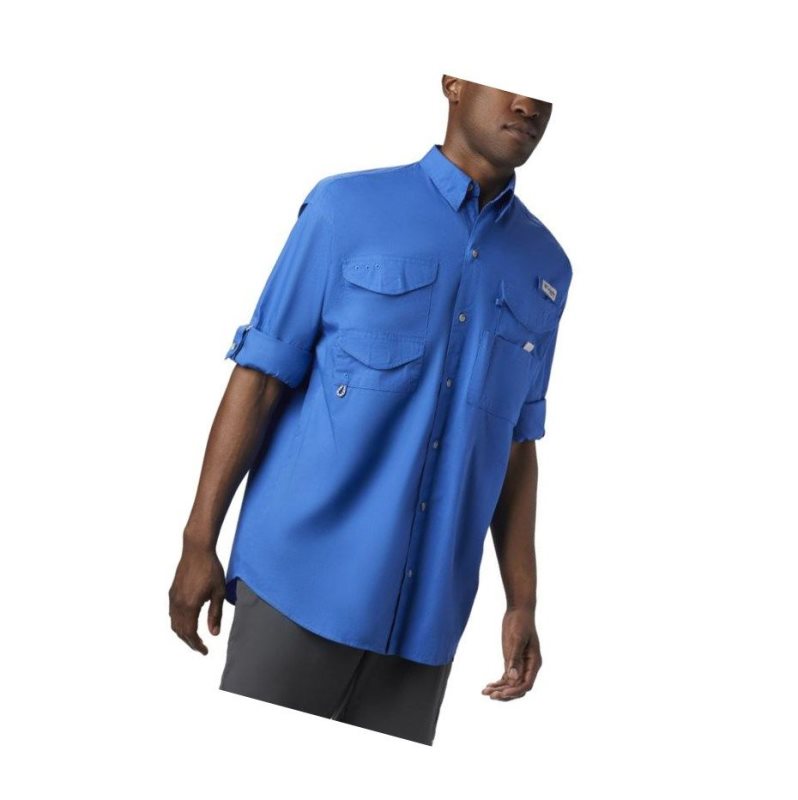 Columbia PFG Bonehead Long Sleeve Gömlek Erkek Mavi | 03291-PNVD