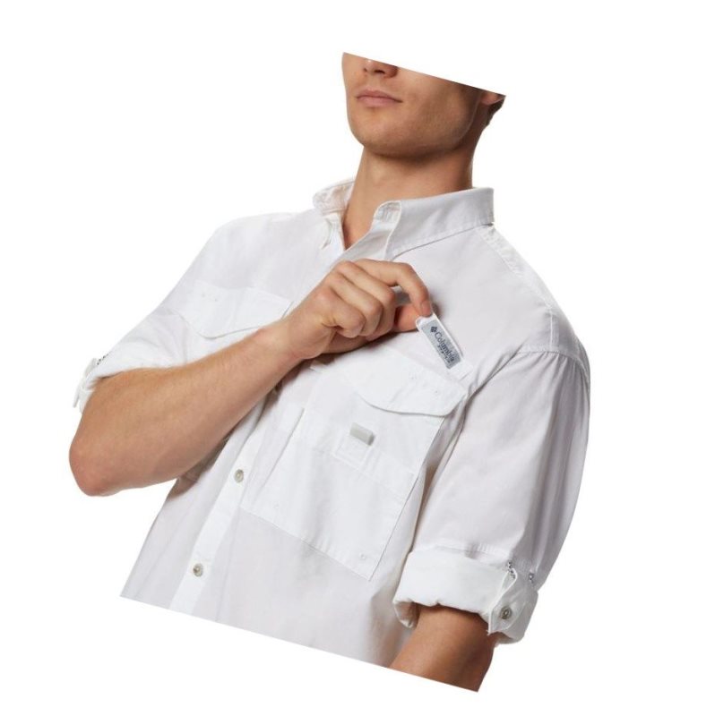 Columbia PFG Bonehead Long Sleeve Tall Gömlek Erkek Beyaz | 13850-QRSE