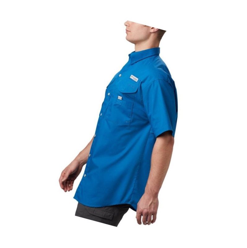 Columbia PFG Bonehead Short Sleeve Big Gömlek Erkek Mavi | 23810-WZJM