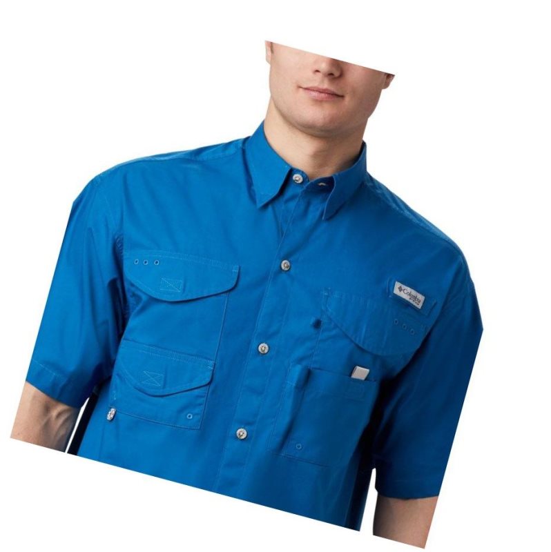 Columbia PFG Bonehead Short Sleeve Big Gömlek Erkek Mavi | 23810-WZJM