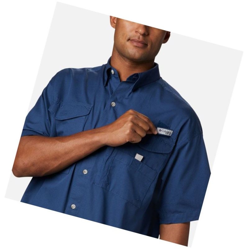 Columbia PFG Bonehead Short Sleeve Big Gömlek Erkek Koyu Gri | 08365-QSAX