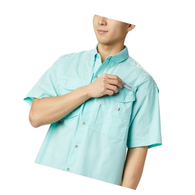 Columbia PFG Bonehead Short Sleeve Tall Gömlek Erkek Açık Mavi | 82510-MSDB