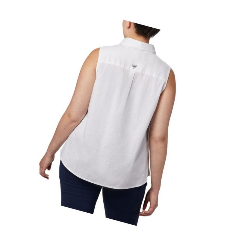 Columbia PFG Bonehead Stretch Sleeveless Plus Size Tişört Kadın Beyaz | 61035-HBNY