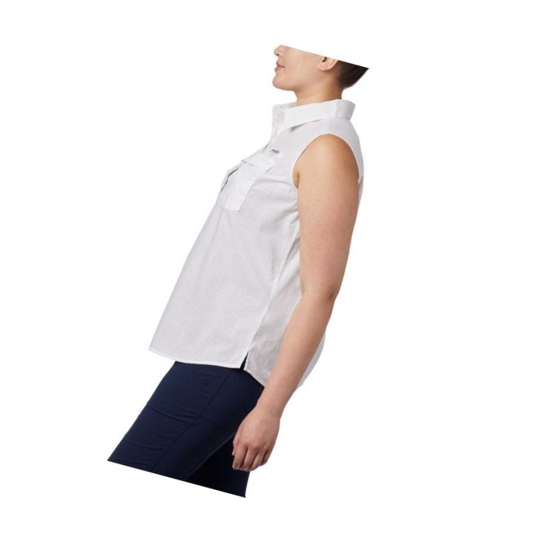 Columbia PFG Bonehead Stretch Sleeveless Plus Size Tişört Kadın Beyaz | 61035-HBNY