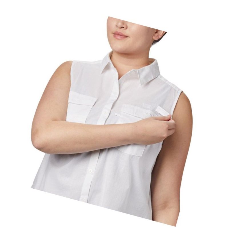Columbia PFG Bonehead Stretch Sleeveless Plus Size Tişört Kadın Beyaz | 61035-HBNY