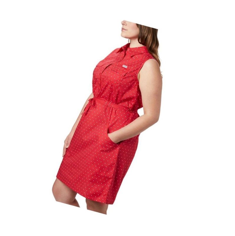 Columbia PFG Bonehead Stretch Sleeveless Plus Size Elbise Kadın Kırmızı | 94760-CILJ