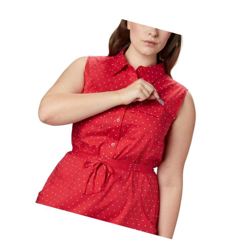 Columbia PFG Bonehead Stretch Sleeveless Plus Size Elbise Kadın Kırmızı | 94760-CILJ