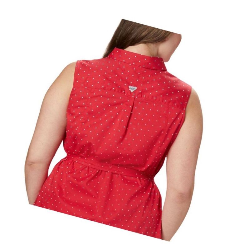 Columbia PFG Bonehead Stretch Sleeveless Plus Size Elbise Kadın Kırmızı | 94760-CILJ