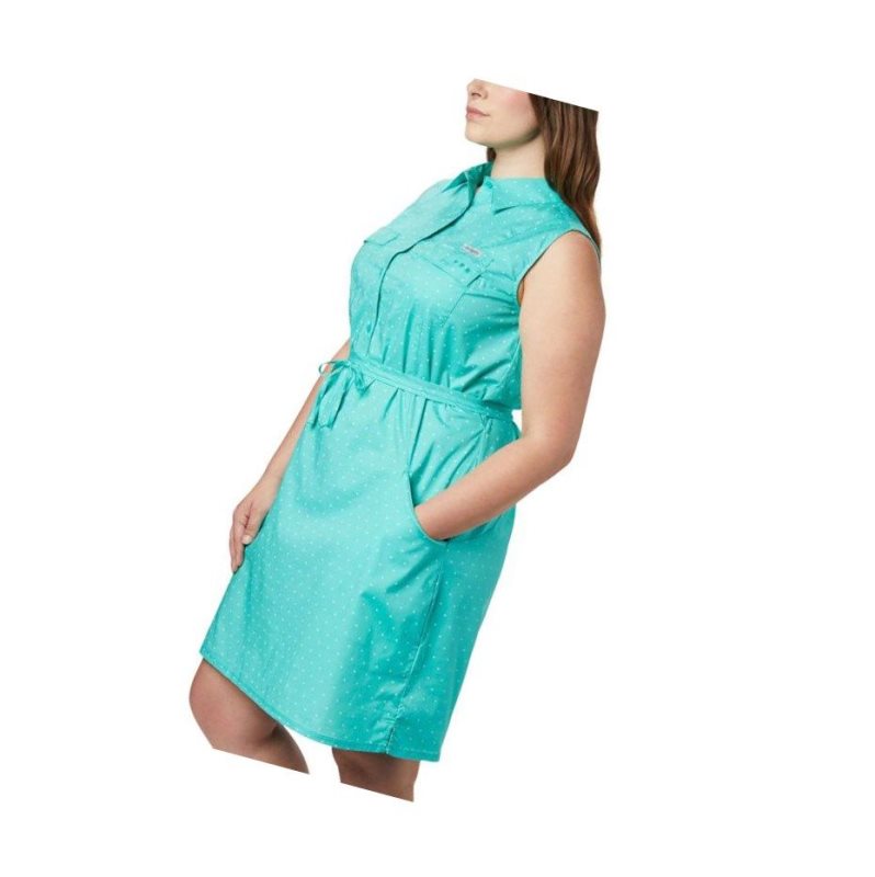 Columbia PFG Bonehead Stretch Sleeveless Plus Size Elbise Kadın Mavi | 37891-DFUT