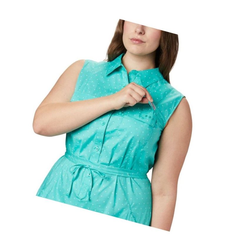 Columbia PFG Bonehead Stretch Sleeveless Plus Size Elbise Kadın Mavi | 37891-DFUT