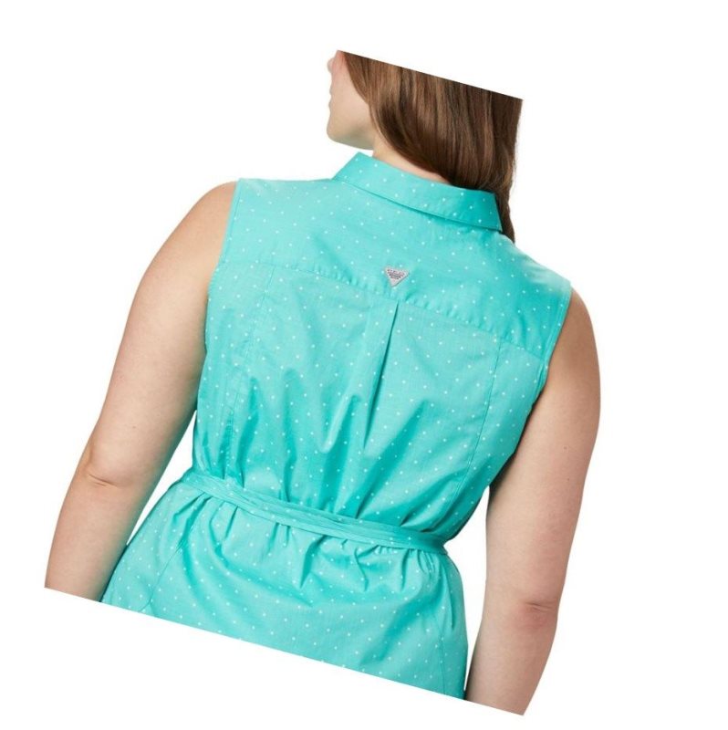 Columbia PFG Bonehead Stretch Sleeveless Plus Size Elbise Kadın Mavi | 37891-DFUT