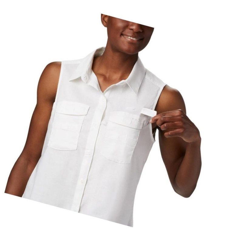 Columbia PFG Bonehead Stretch Sleeveless PFG Fishing Kadın Beyaz | 36754-KLDB