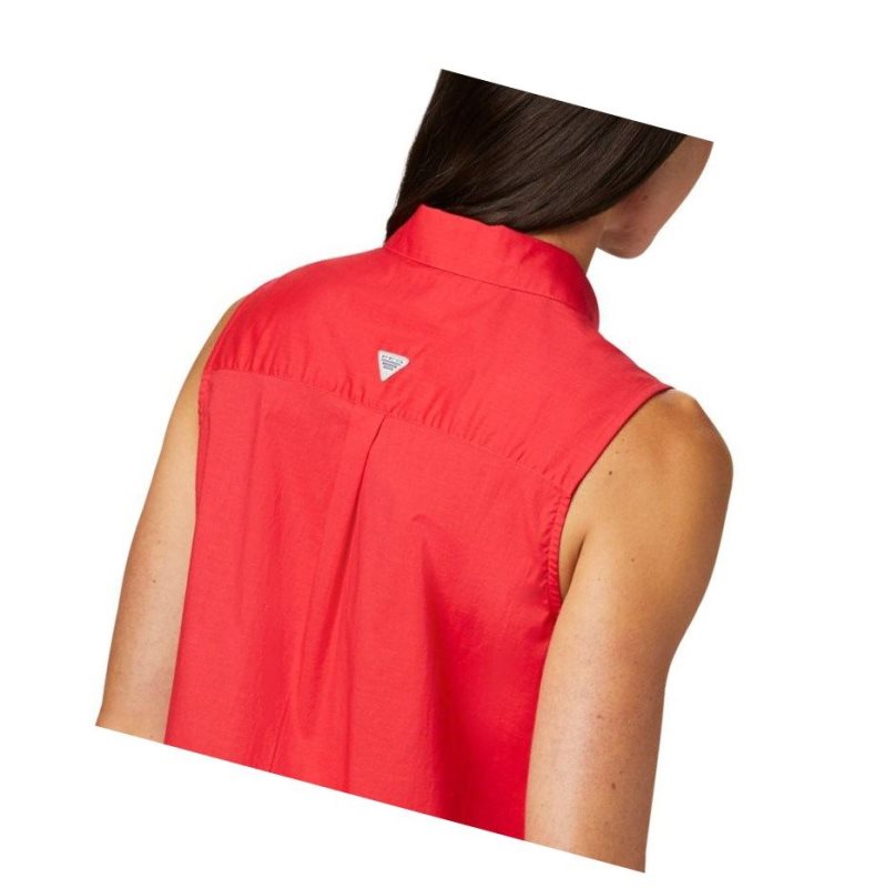 Columbia PFG Bonehead Stretch Sleeveless PFG Fishing Kadın Kırmızı | 23715-QCHT