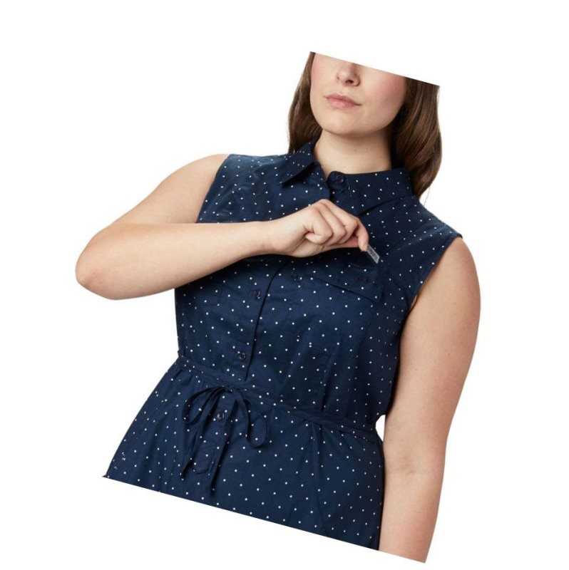 Columbia PFG Bonehead Stretch Sleeveless Plus Size Elbise Kadın Lacivert | 02467-YONC