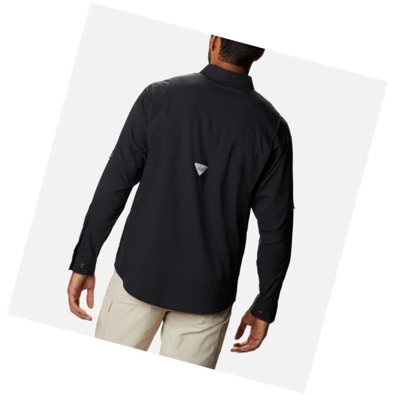Columbia PFG Crystal Springs Long Sleeve Gömlek Erkek Koyu Gri | 76341-SOMW