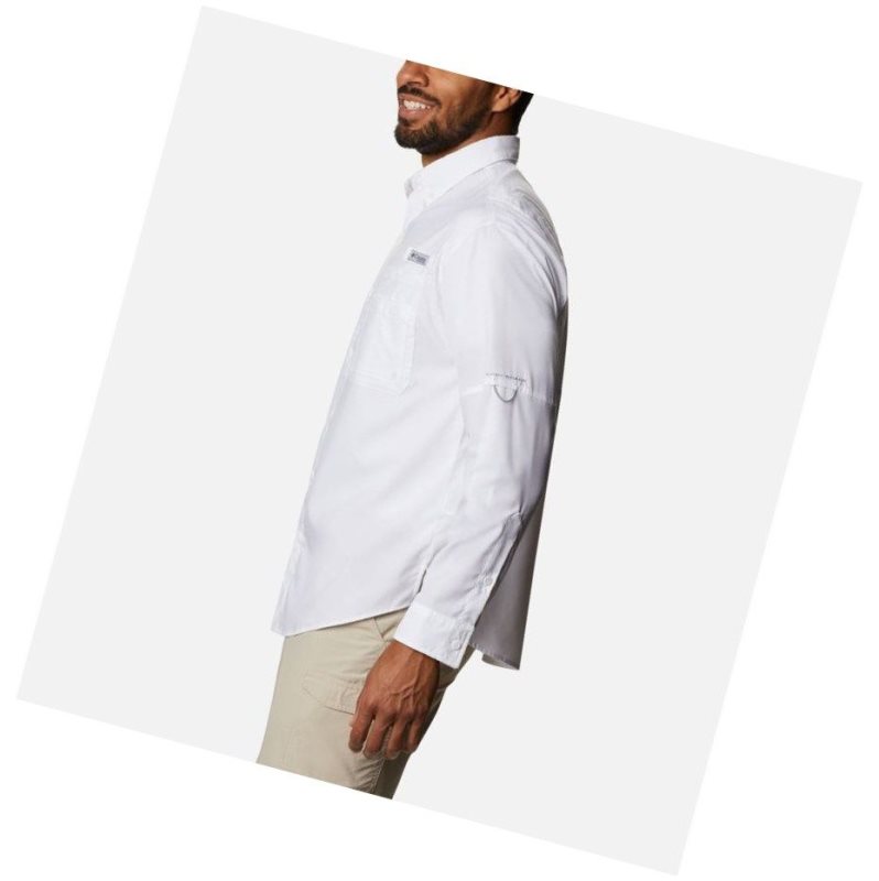 Columbia PFG Crystal Springs Long Sleeve Gömlek Erkek Beyaz | 61320-MHJQ
