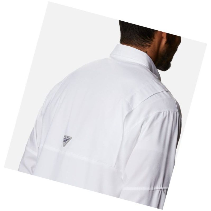 Columbia PFG Crystal Springs Long Sleeve Gömlek Erkek Beyaz | 61320-MHJQ