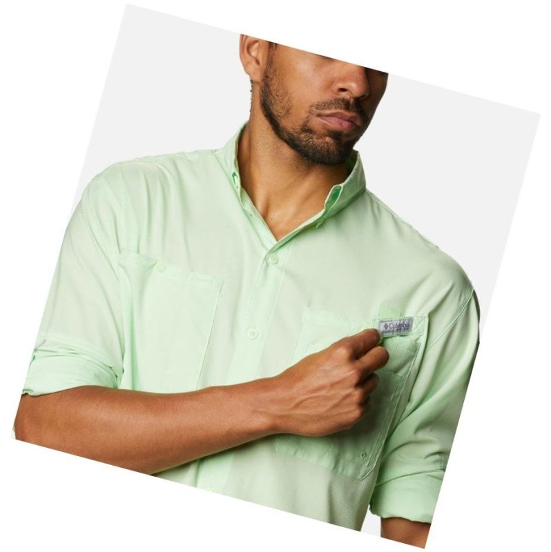 Columbia PFG Crystal Springs Long Sleeve Gömlek Erkek Yeşil | 49718-LQTC