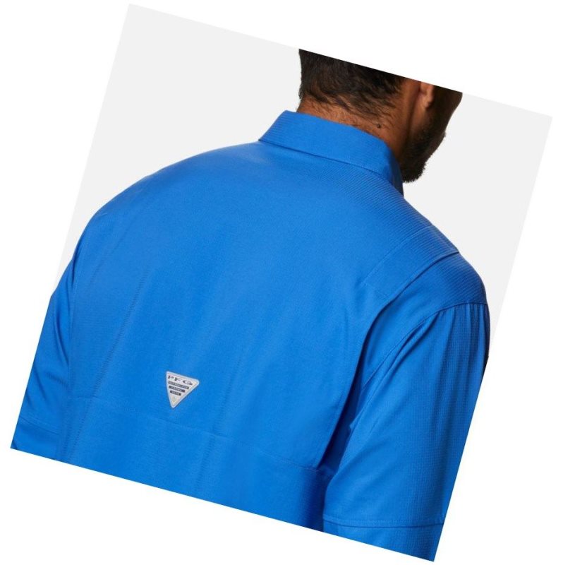 Columbia PFG Crystal Springs Long Sleeve Gömlek Erkek Mavi | 49627-JRCP