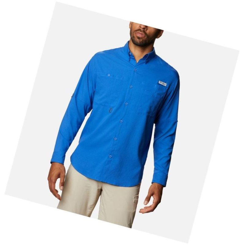 Columbia PFG Crystal Springs Long Sleeve Gömlek Erkek Mavi | 49627-JRCP