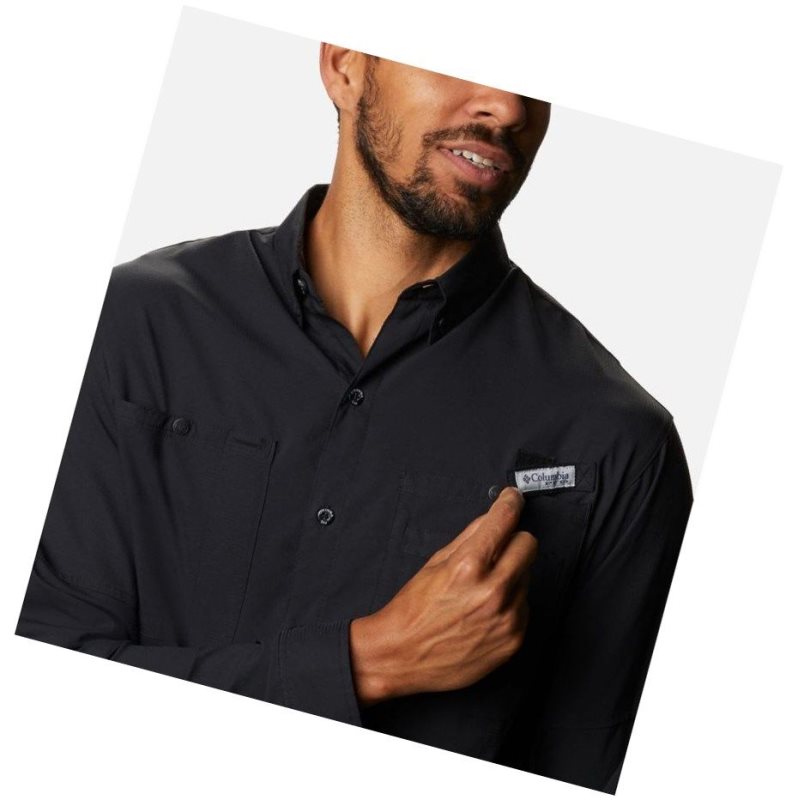 Columbia PFG Crystal Springs Long Sleeve Gömlek Erkek Siyah | 45619-XAHG